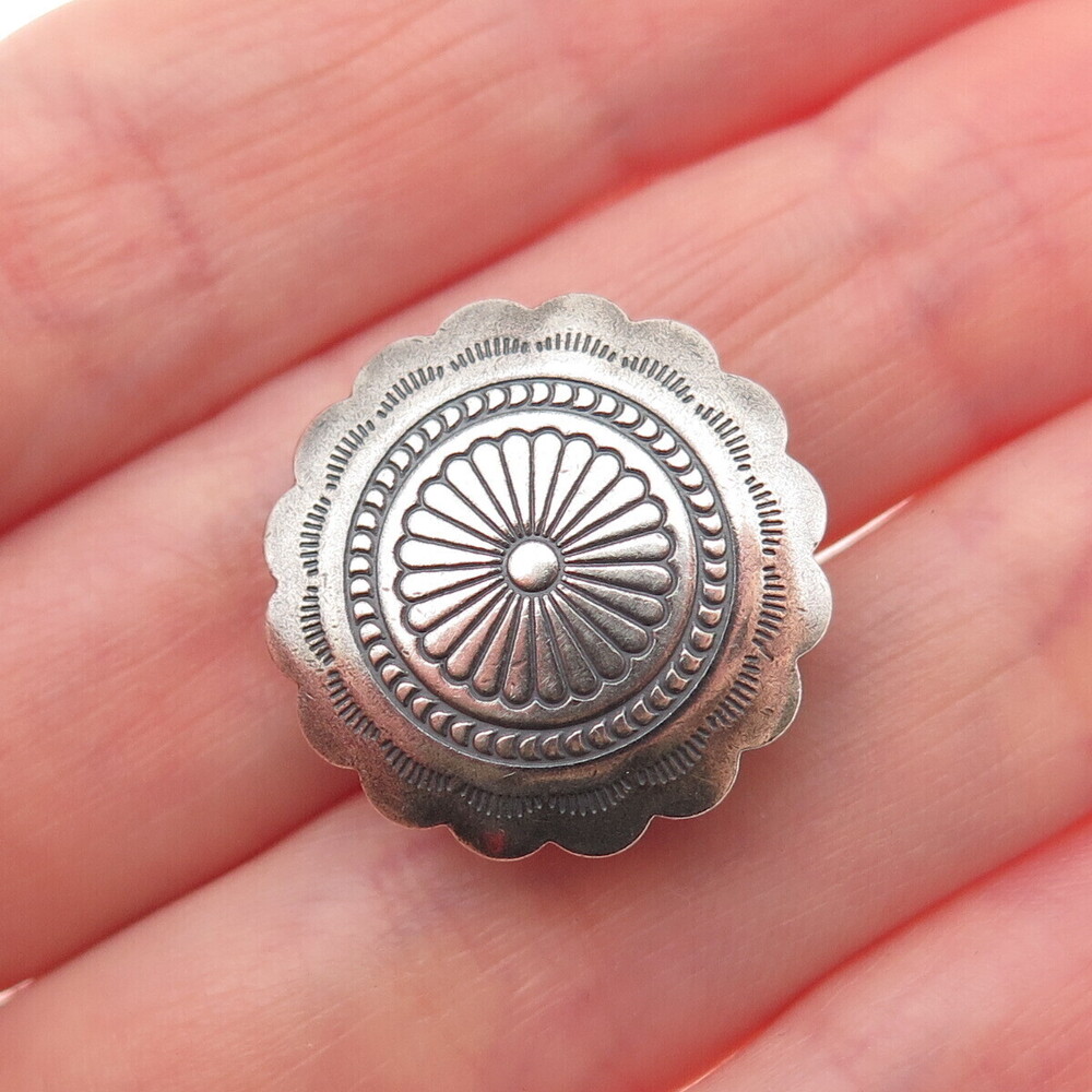Old Pawn 925 Sterling Silver Vintage Southwestern Concho Oxidized Clip Button